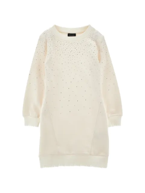 Monnalisa rhinestone-embellished frayed-edge dress