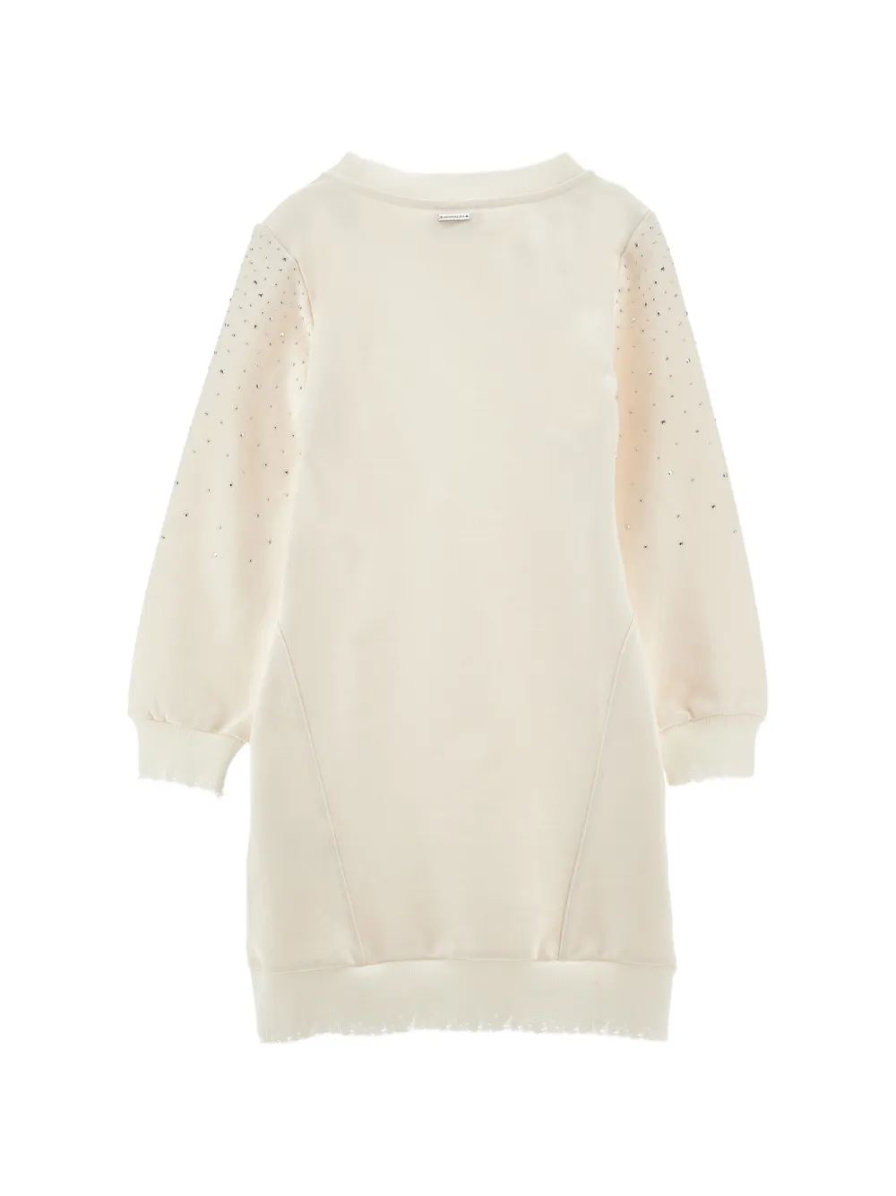 Monnalisa Jurk verfraaid met stras en franje Beige