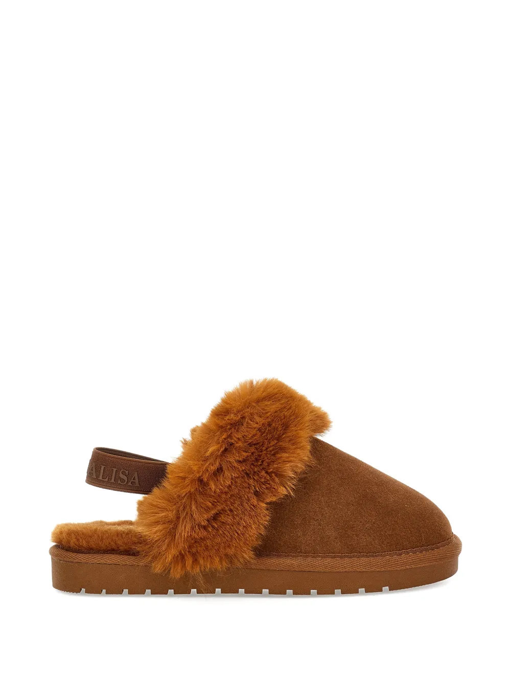 Monnalisa Slingback slippers met imitatiebont afwerking Bruin