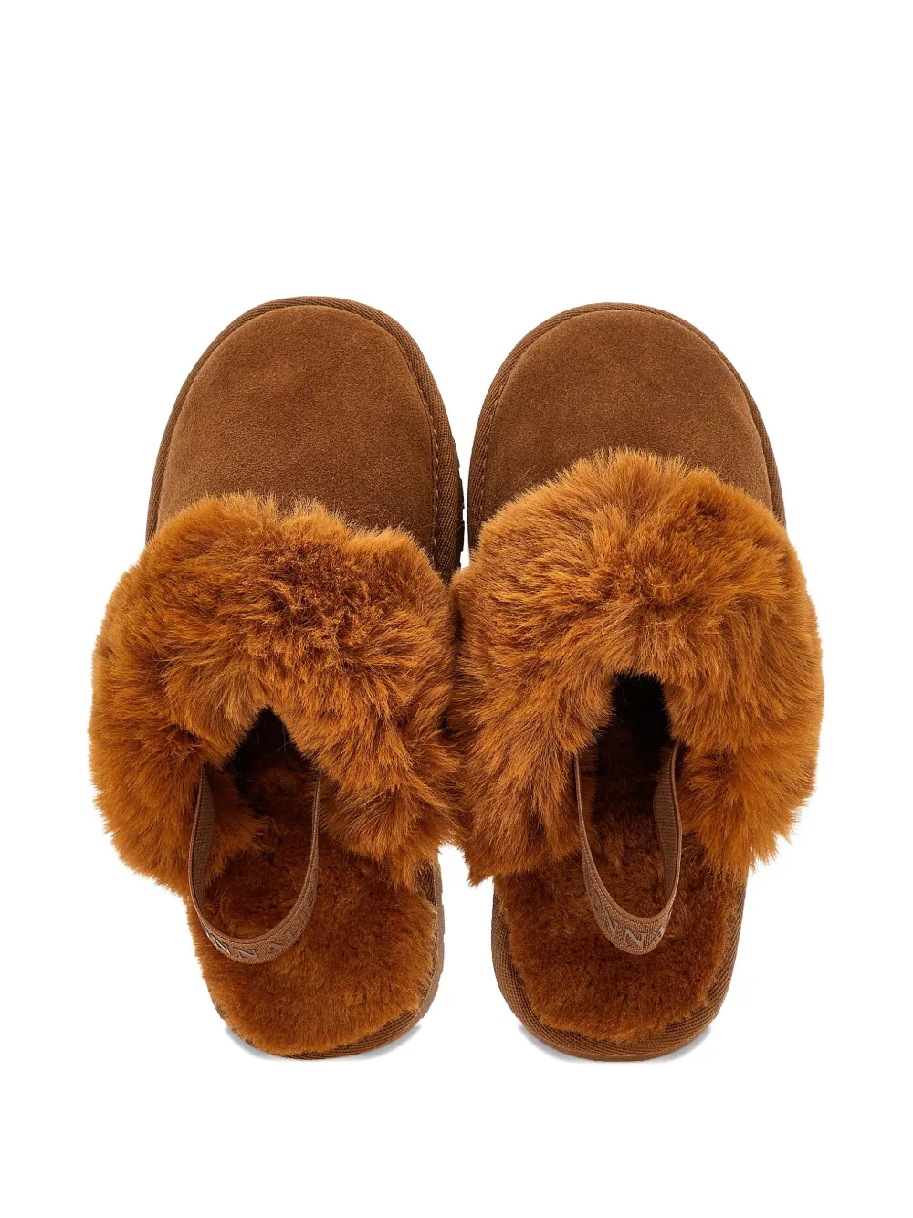 Monnalisa Slingback slippers met imitatiebont afwerking Bruin