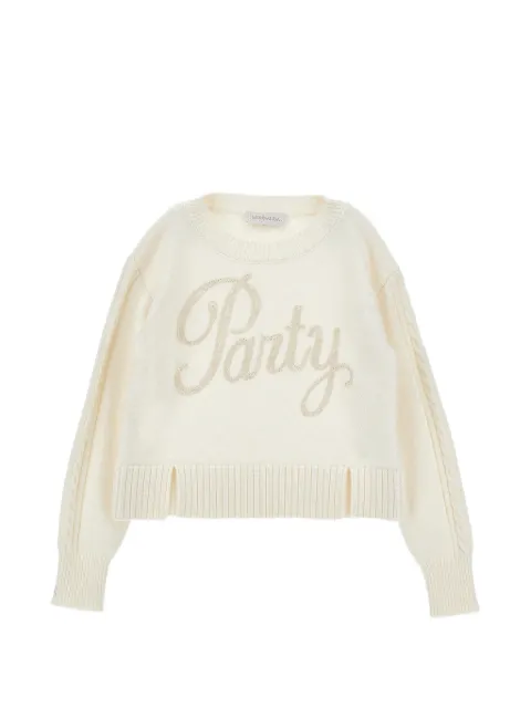 Monnalisa bead-embellished cable-knit sweater