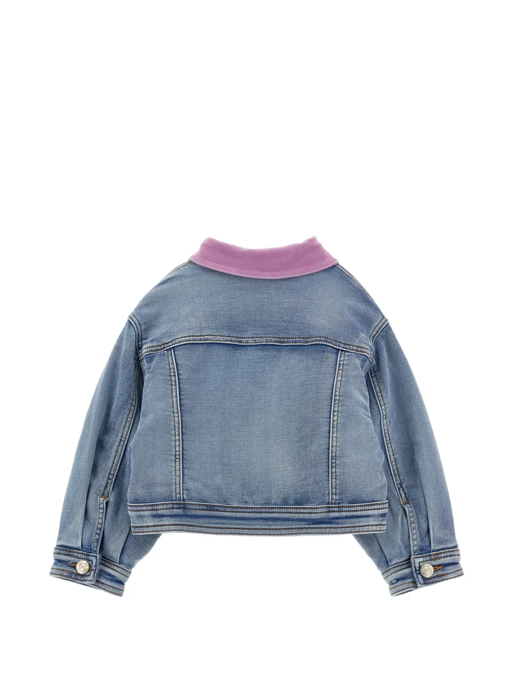 Monnalisa Spijkerjack met bloemenpatch Blauw