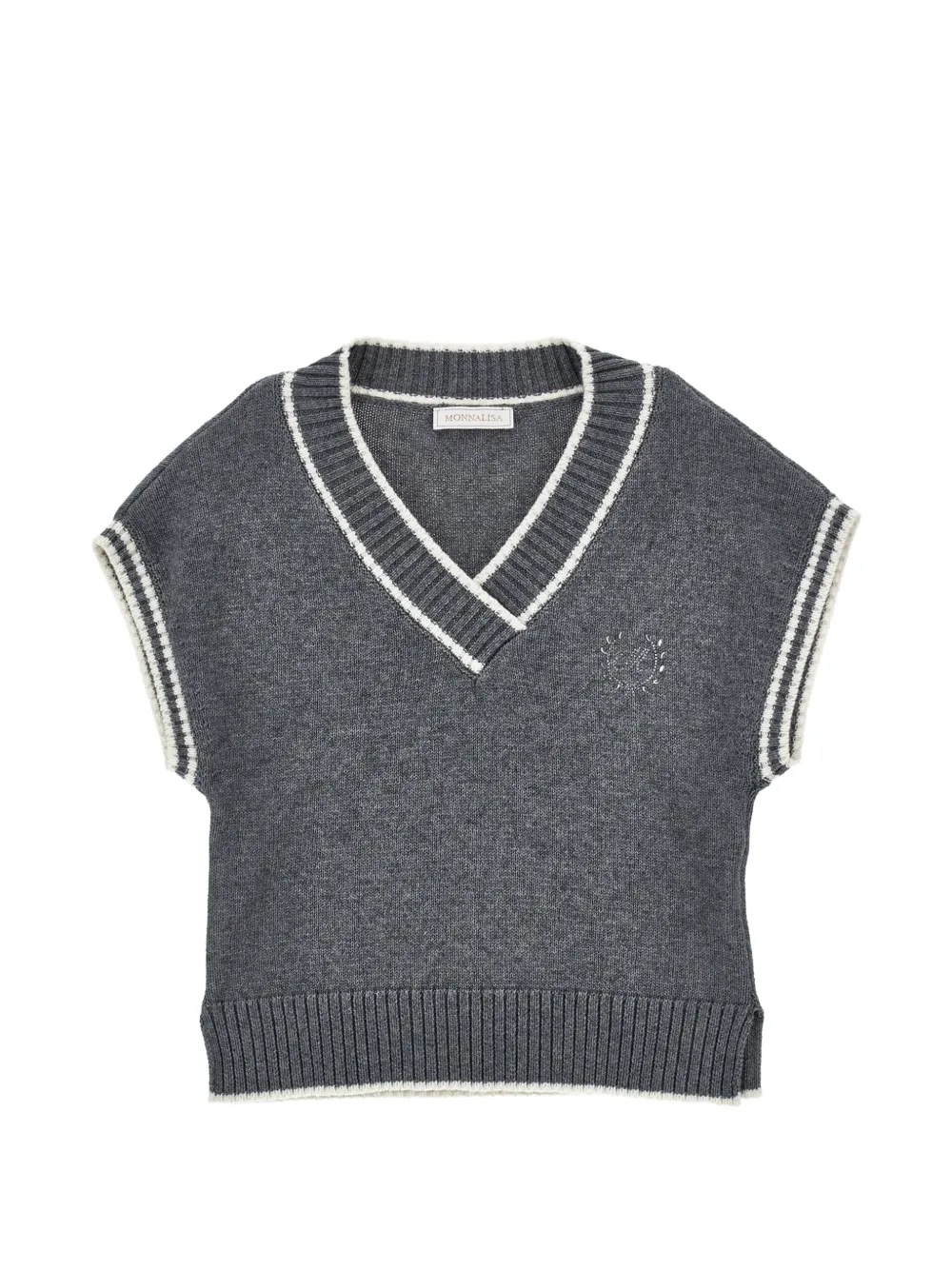 Monnalisa rhinestone-embellished striped-trim vest - Grigio