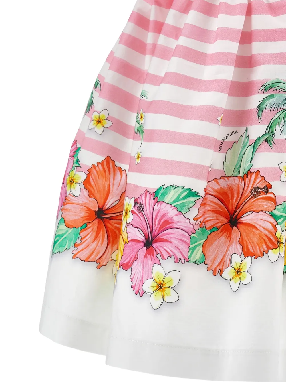 Monnalisa Gestreepte jurk met bloemenprint Wit