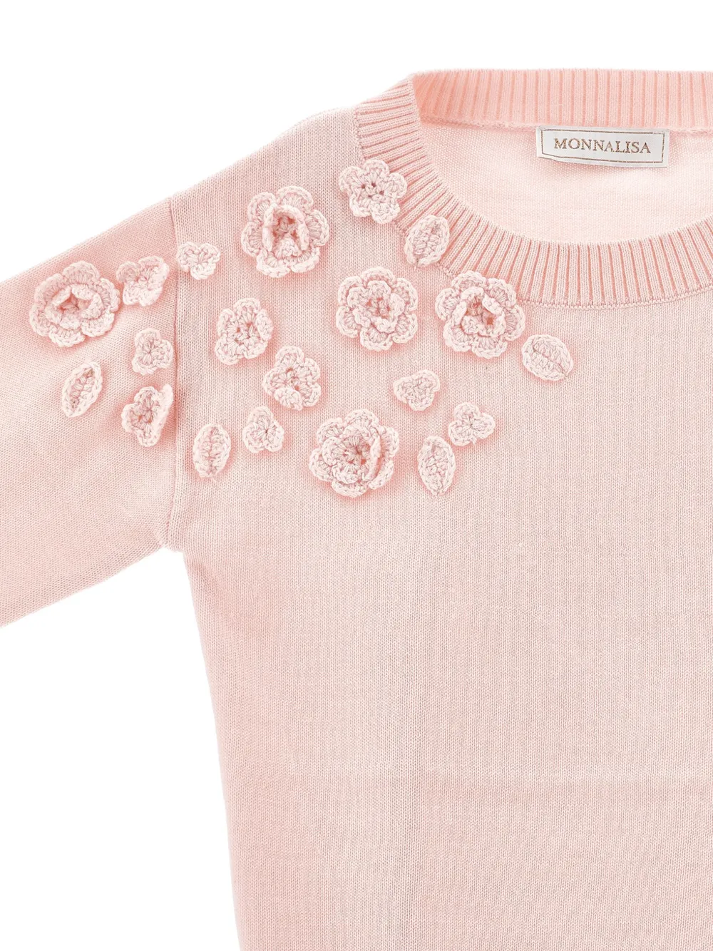 Monnalisa Trui met bloemapplicatie Roze