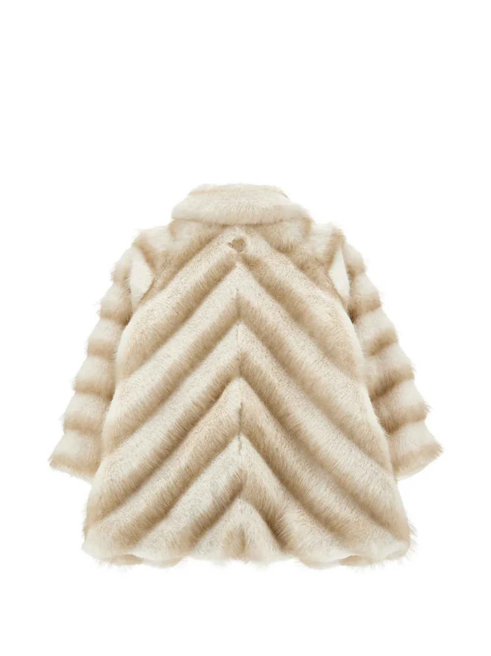 Monnalisa Jas van imitatiebont met chevron patroon Beige