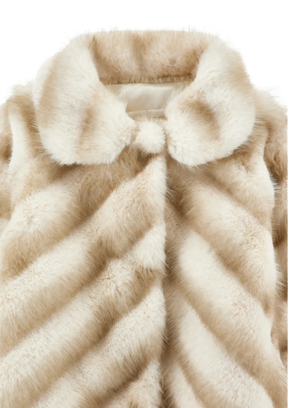 Monnalisa Jas van imitatiebont met chevron patroon Beige