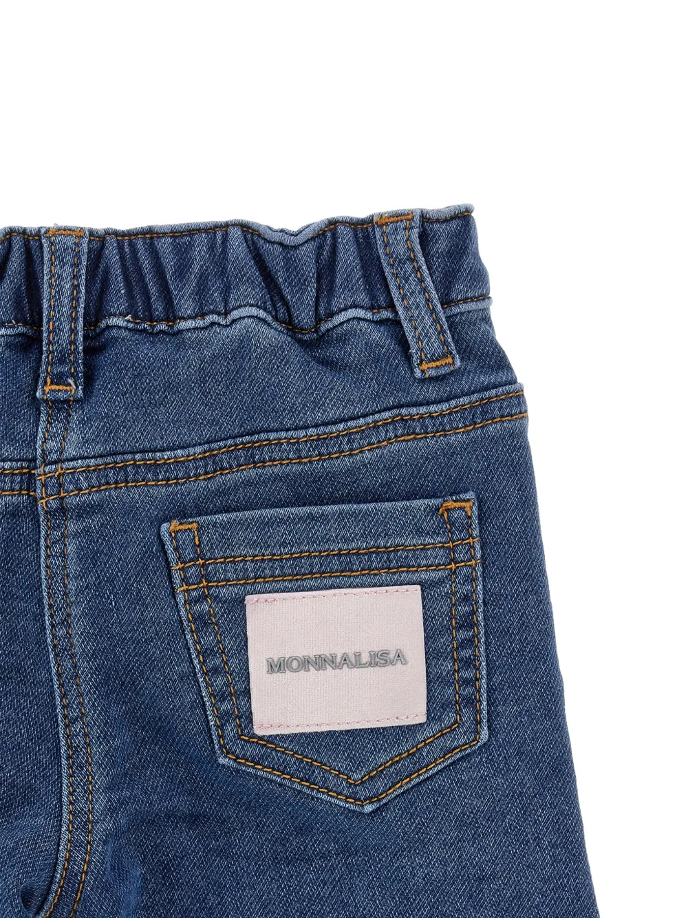 Monnalisa Jeans met geborduurde bloemen Blauw