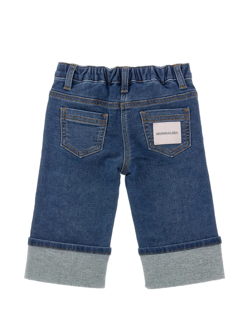 Monnalisa Jeans met geborduurde bloemen Blauw