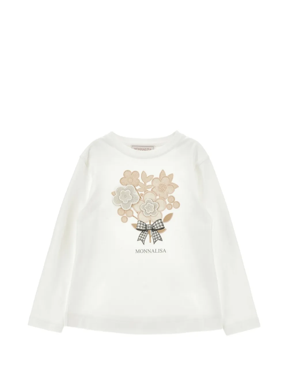 Monnalisa T-shirt con applicazione a fiori - Bianco