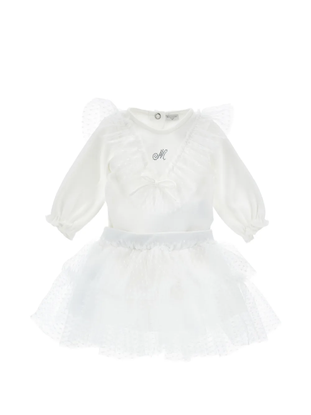 Monnalisa Babypakje met ruches en tule Wit