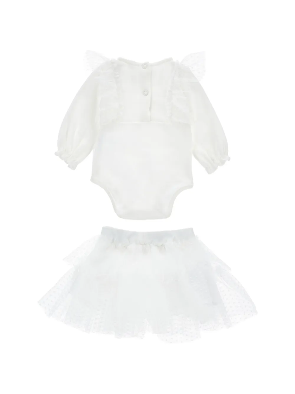 Monnalisa Babypakje met ruches en tule Wit