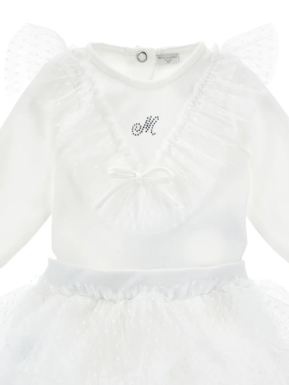 Monnalisa Babypakje met ruches en tule Wit