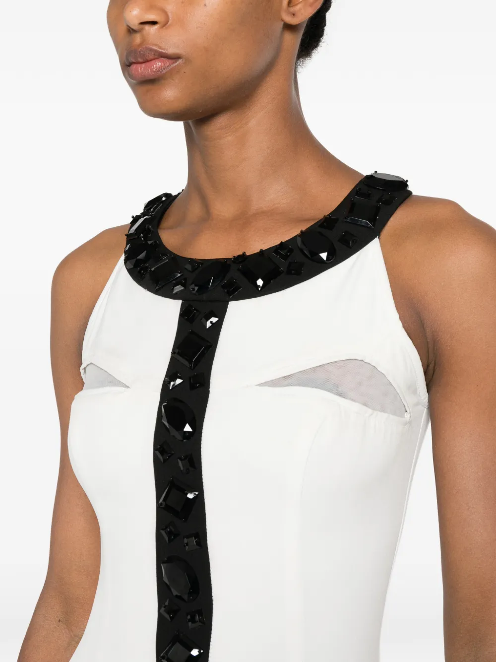 MITILIANE COUTURE Maxi-jurk verfraaid met edelsteen Wit