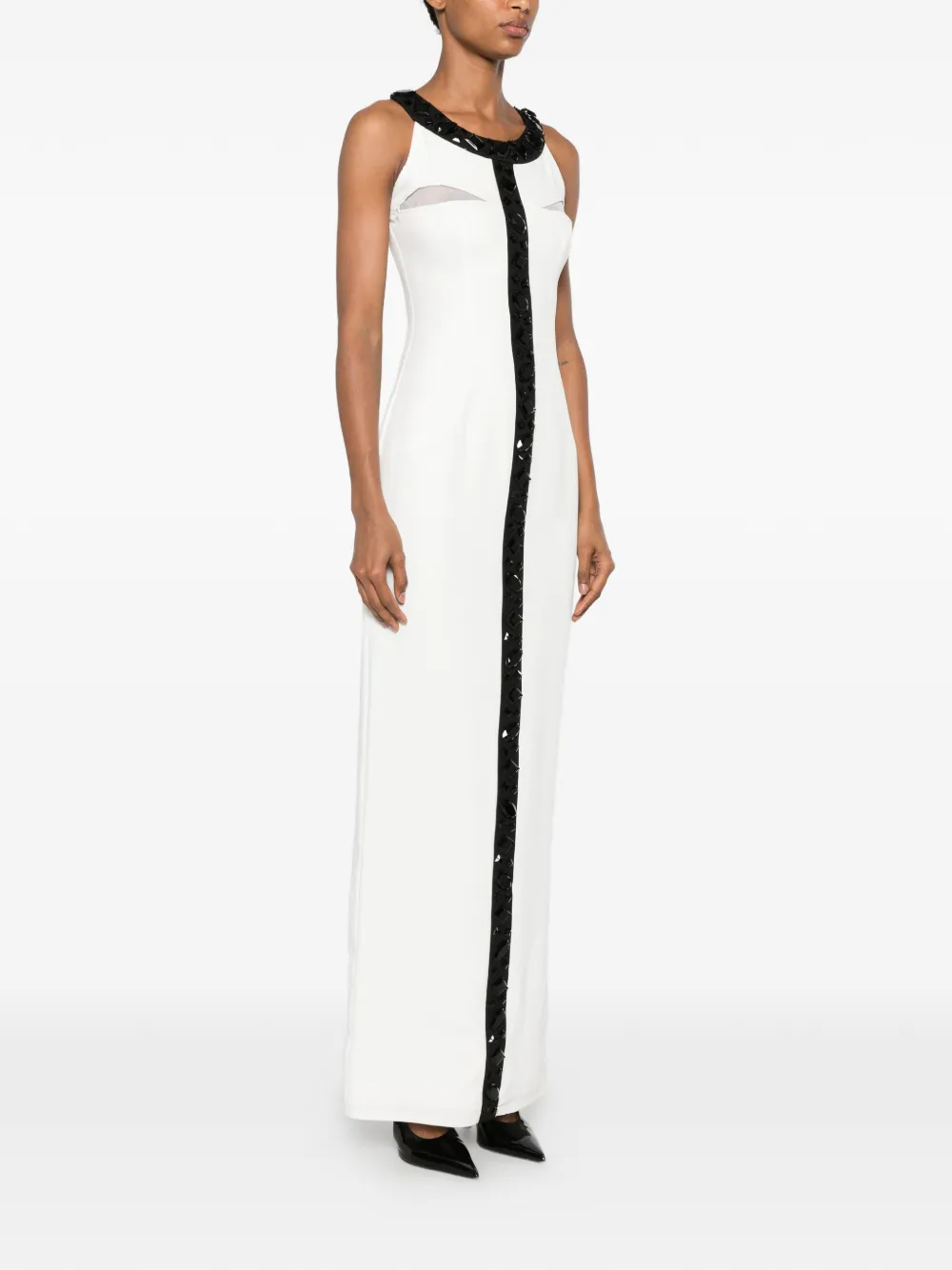 MITILIANE COUTURE Maxi-jurk verfraaid met edelsteen Wit