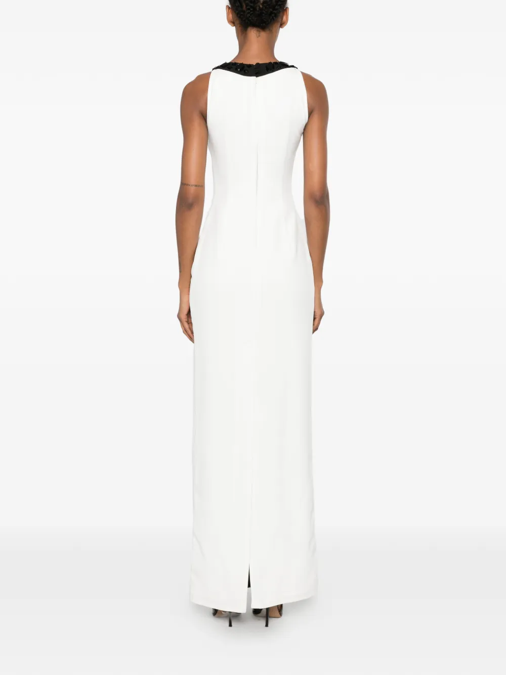 MITILIANE COUTURE Maxi-jurk verfraaid met edelsteen Wit