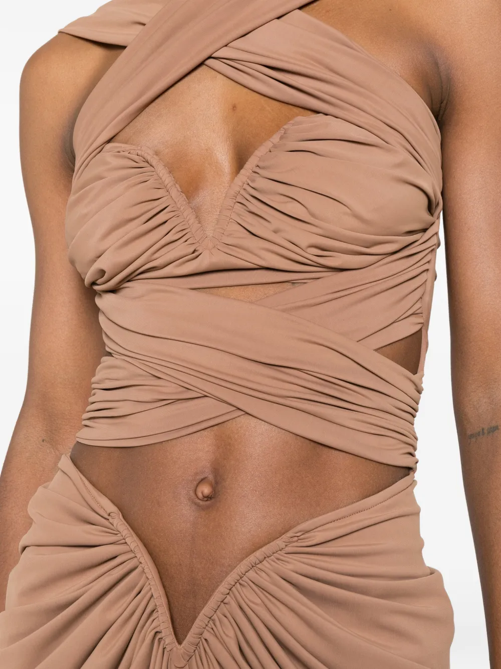 MITILIANE COUTURE Gedrapeerde midi-jurk Beige