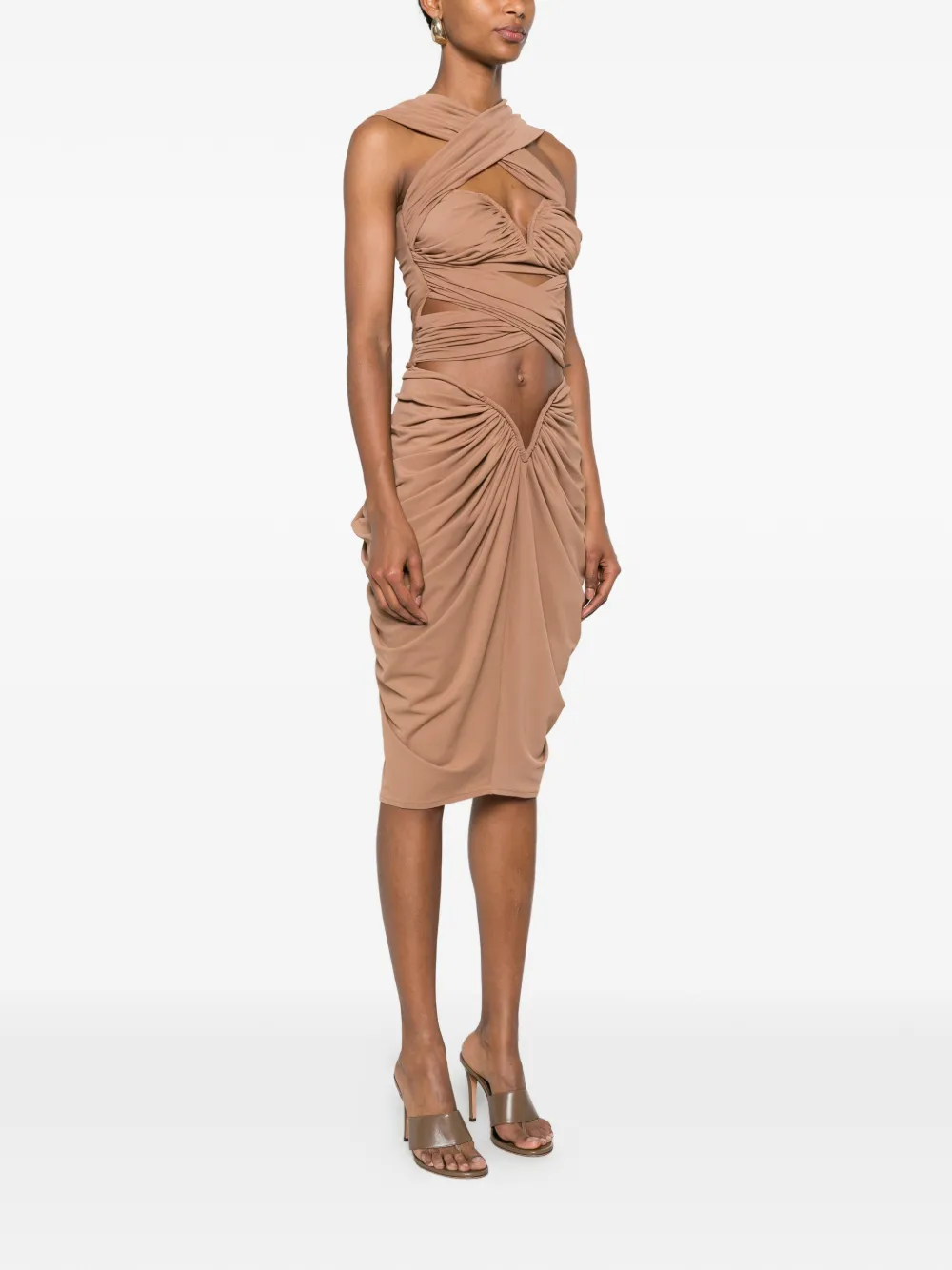 MITILIANE COUTURE Gedrapeerde midi-jurk Beige