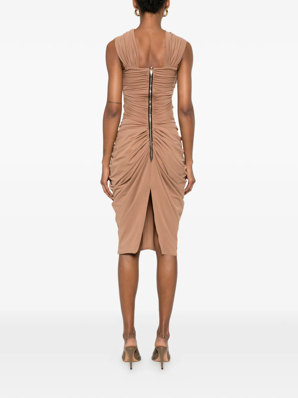 MITILIANE COUTURE Gedrapeerde midi-jurk Beige