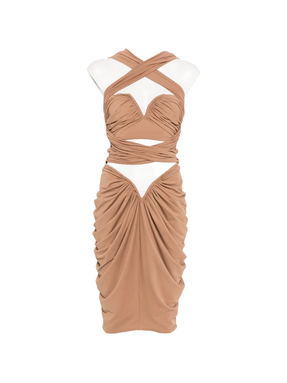 MITILIANE COUTURE draped-design midi dress - Toni neutri