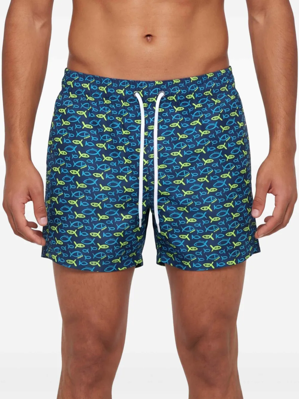 Sundek Zwembroek met vissenprint Blauw