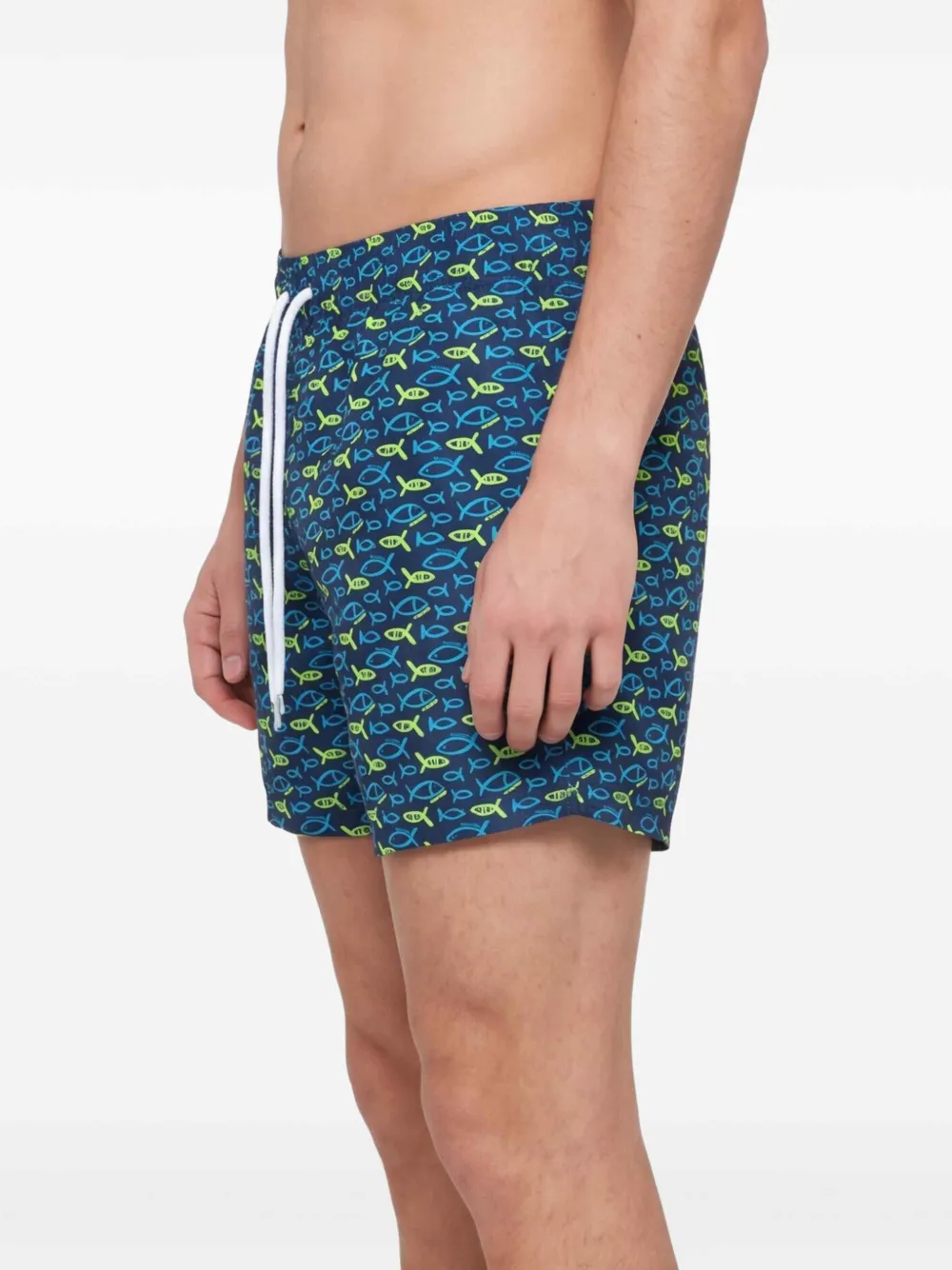 Sundek Zwembroek met vissenprint Blauw