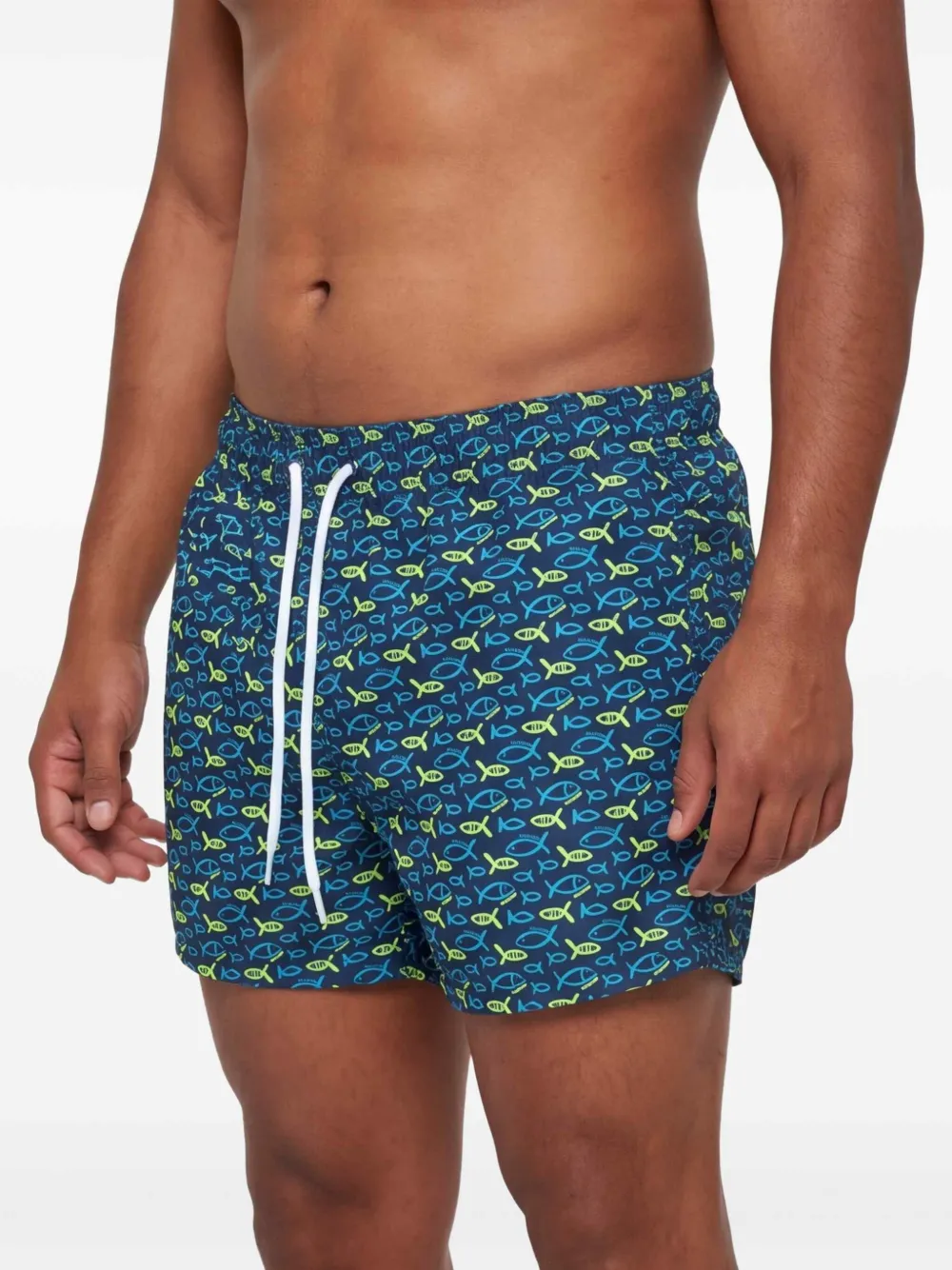 Sundek Zwembroek met vissenprint Blauw