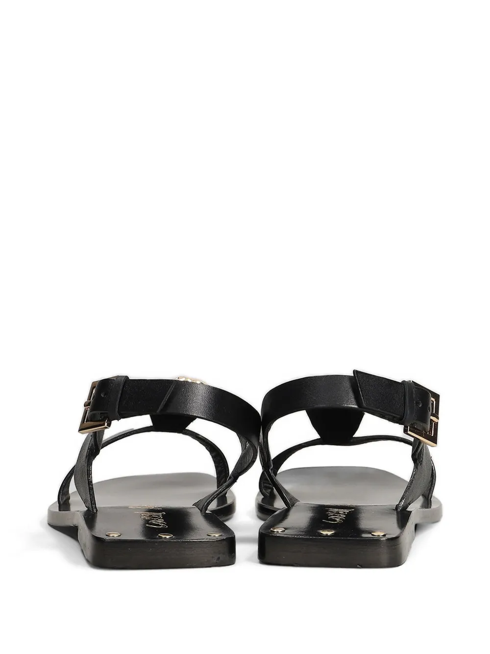 CORAL BLUE Slingback sandalen met gehamerd plakkaat Zwart