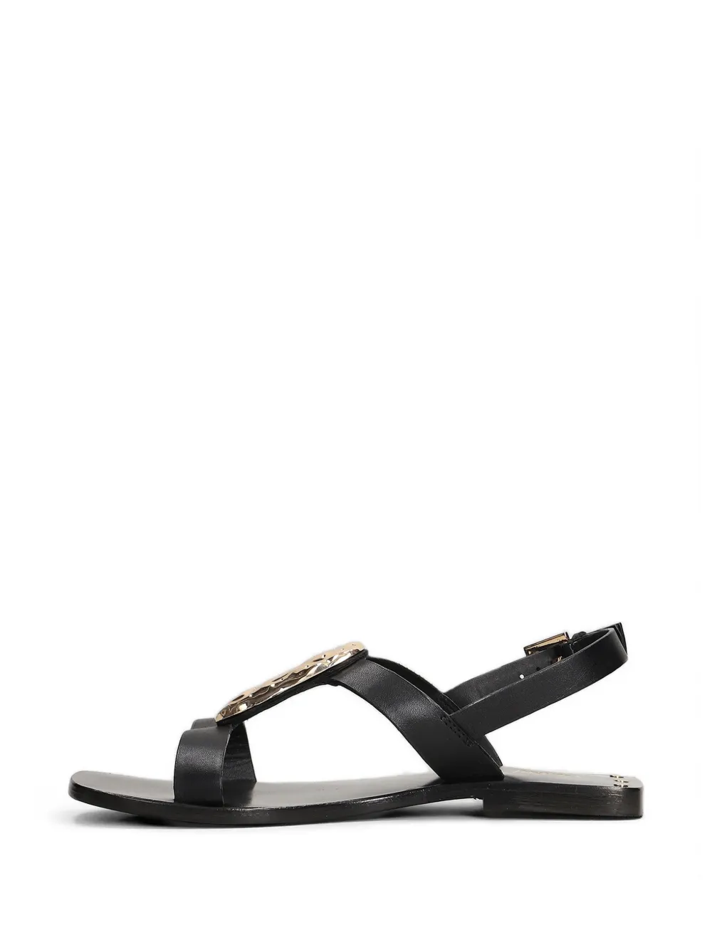 CORAL BLUE Slingback sandalen met gehamerd plakkaat Zwart