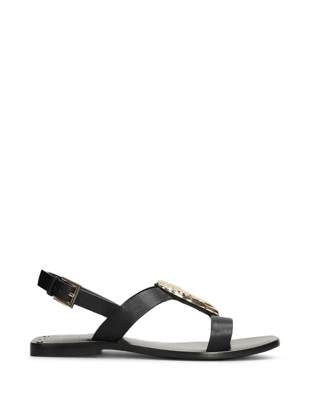 CORAL BLUE Slingback sandalen met gehamerd plakkaat Zwart
