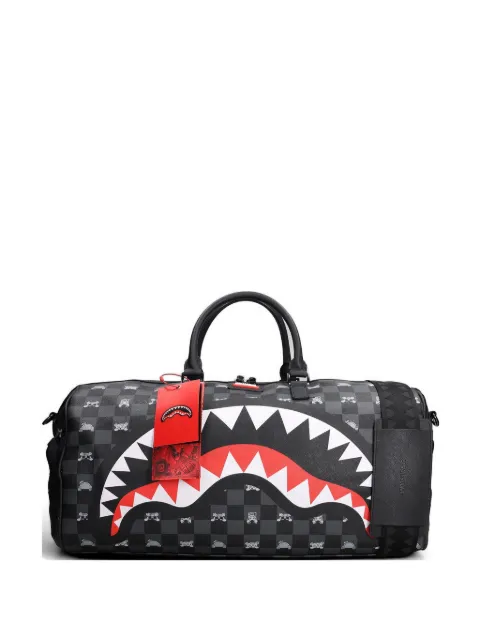 Sprayground check-pattern shark-print duffle bag