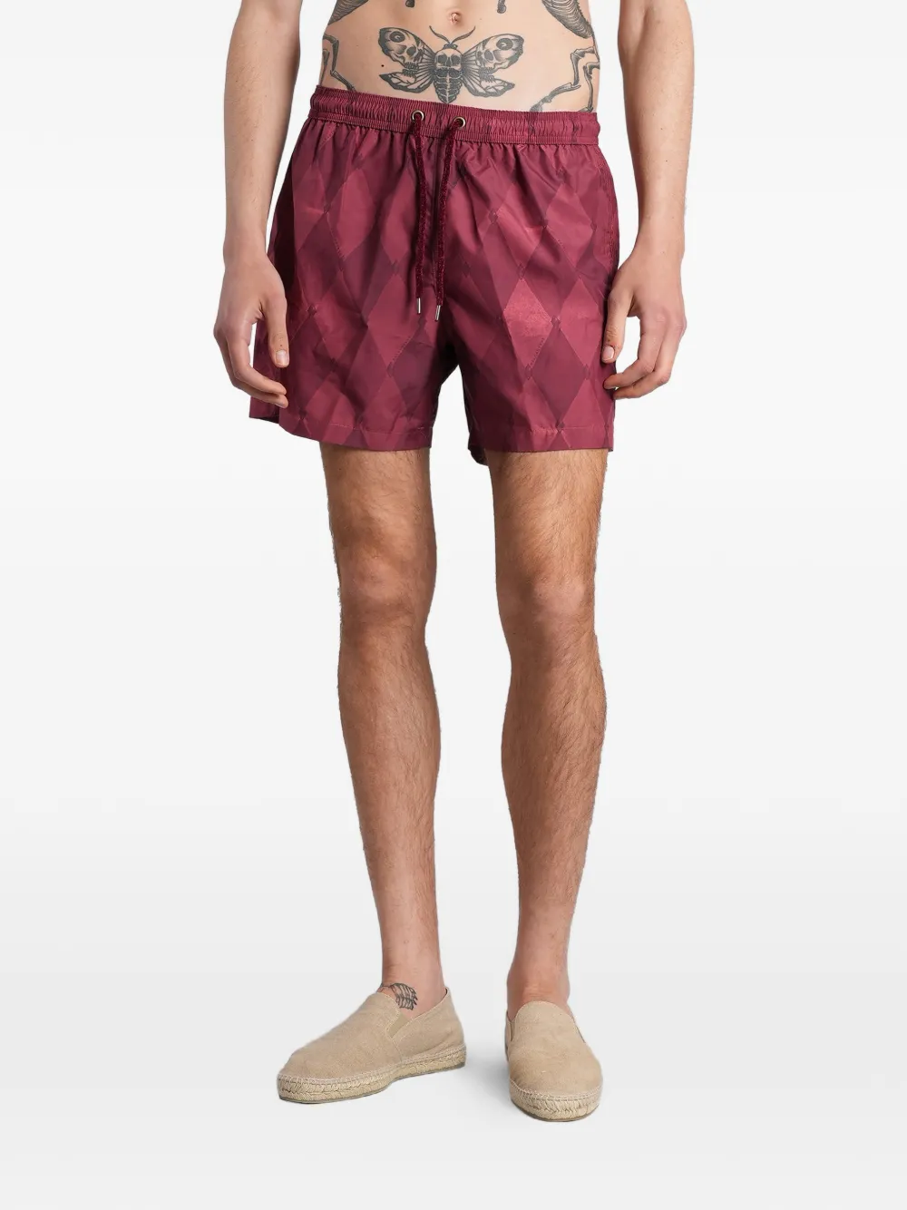 Ballantyne argyle-print swim shorts - Rosso