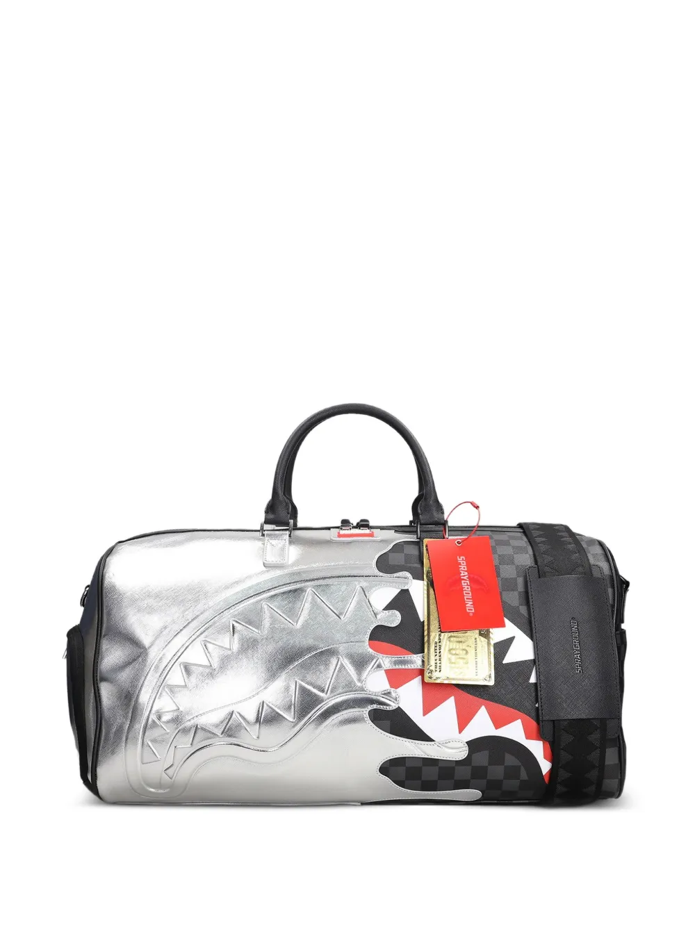 Sprayground Chrome Spectre checkered duffle bag - Grigio