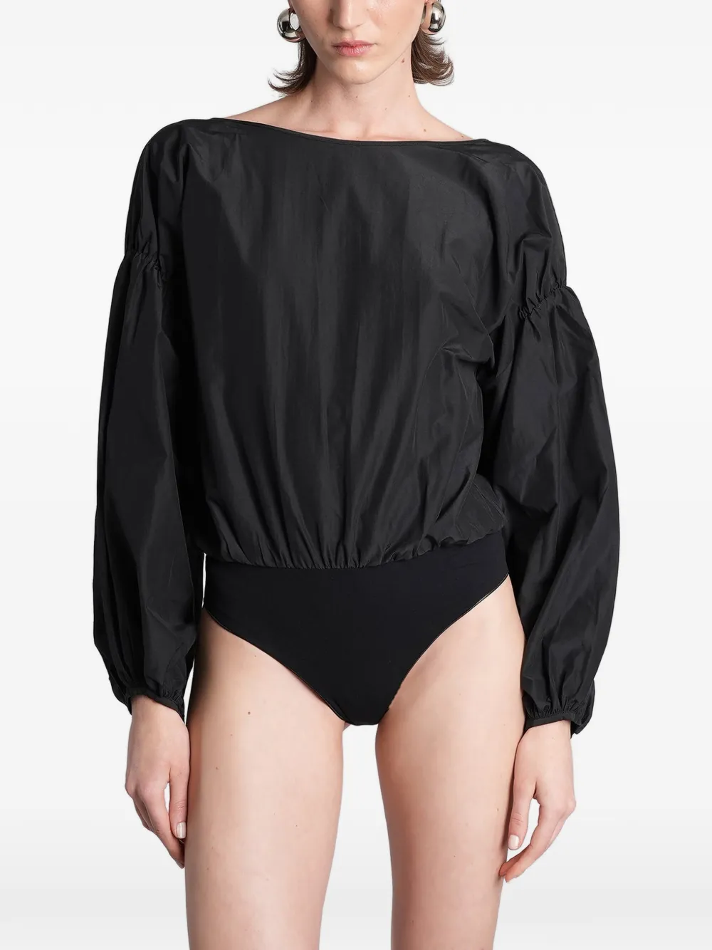 THE ANDAMANE open-back balloon-sleeve bodysuit - Schwarz