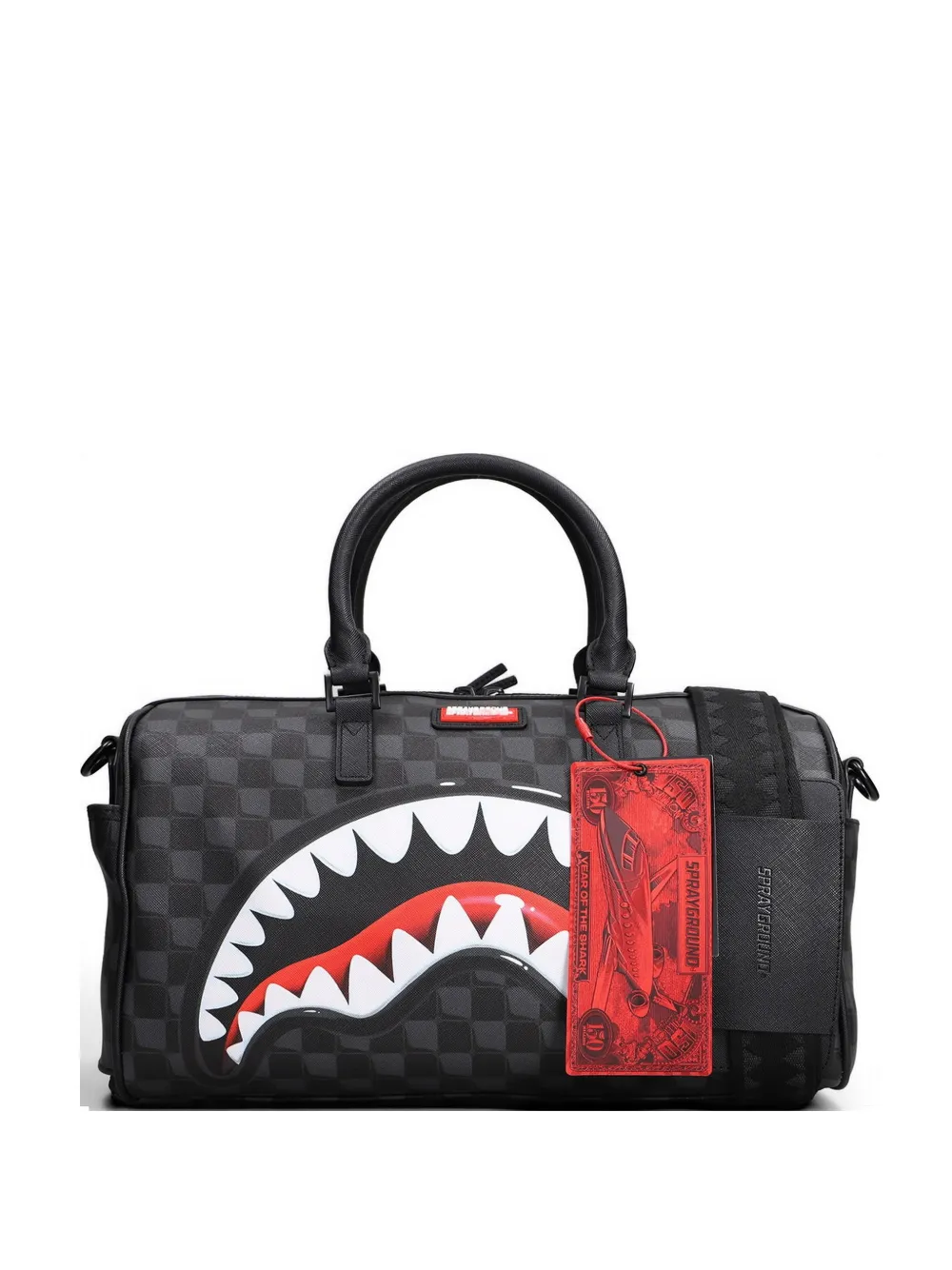 Sprayground shark-mouth checkered duffle bag - Nero