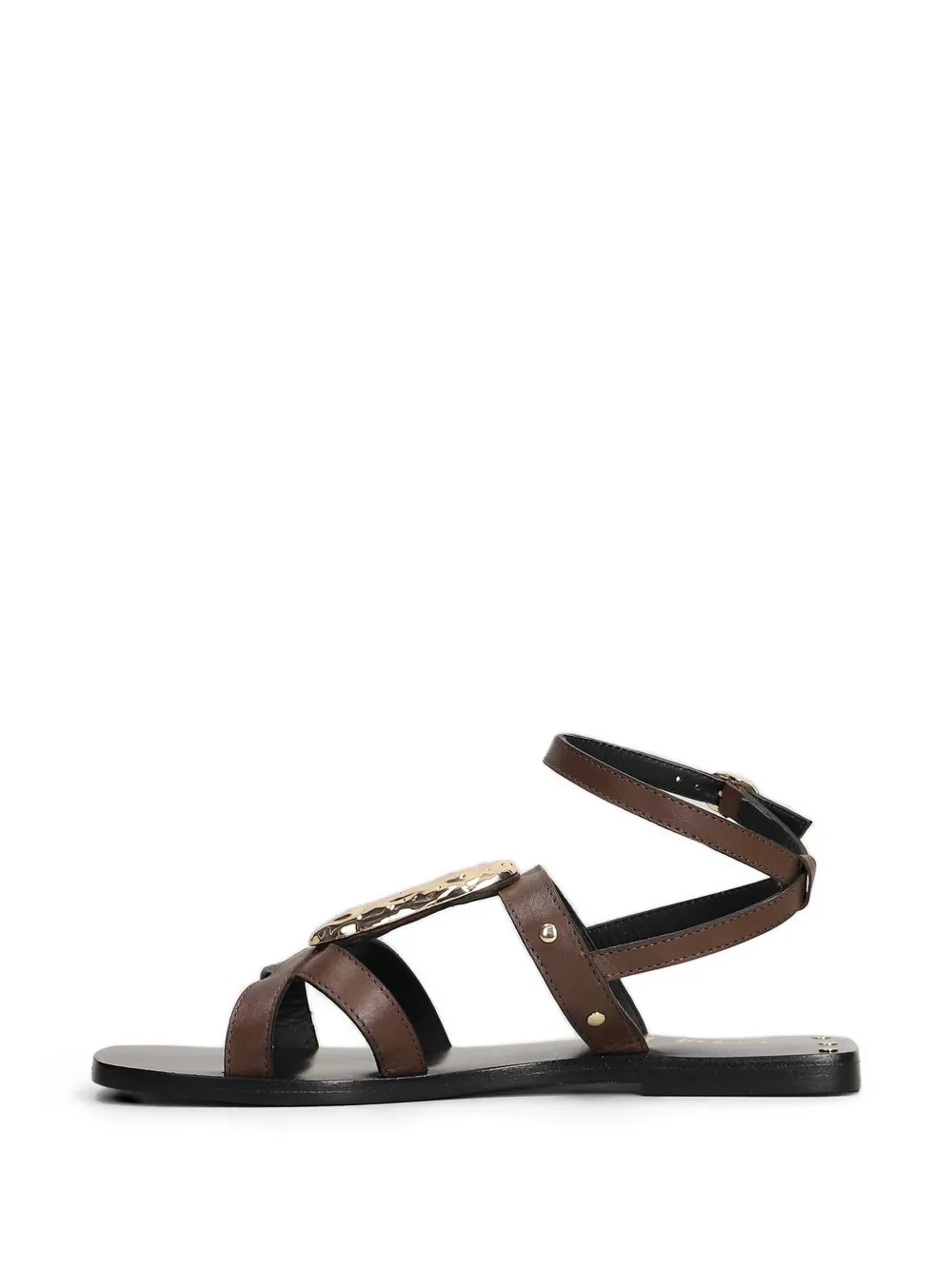CORAL BLUE Sandalen met gespsluiting en verfraaiing Bruin