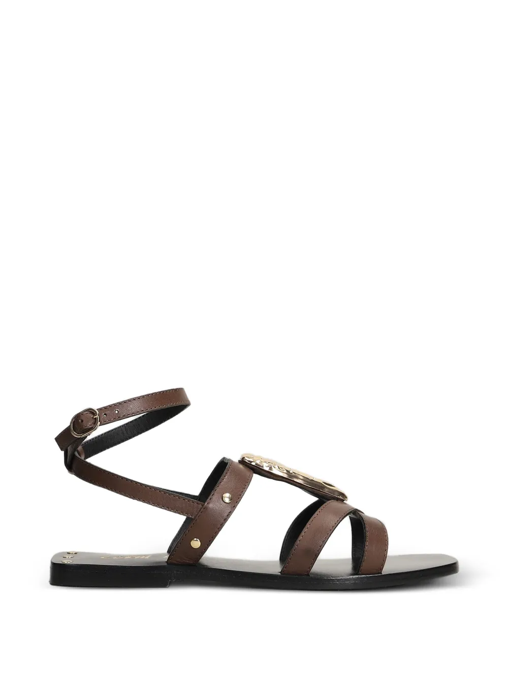 CORAL BLUE Sandalen met gespsluiting en verfraaiing Bruin