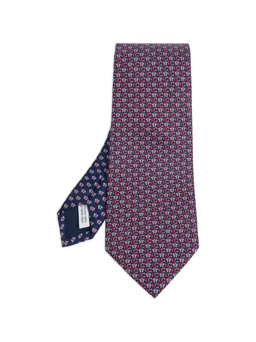 Ferragamo butterfly-print silk tie - Blau