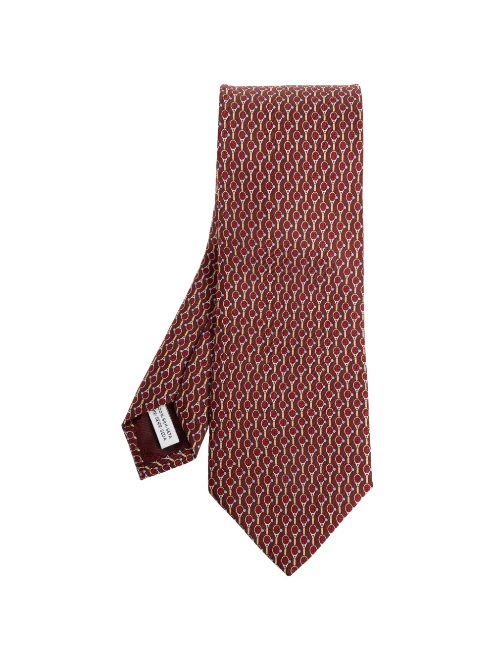 Ferragamo tennis-racket silk tie - Rot