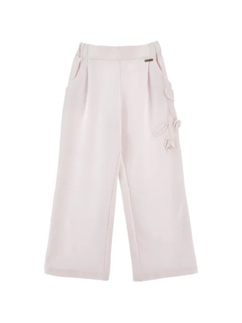 Monnalisa floral-appliqué pleated trousers