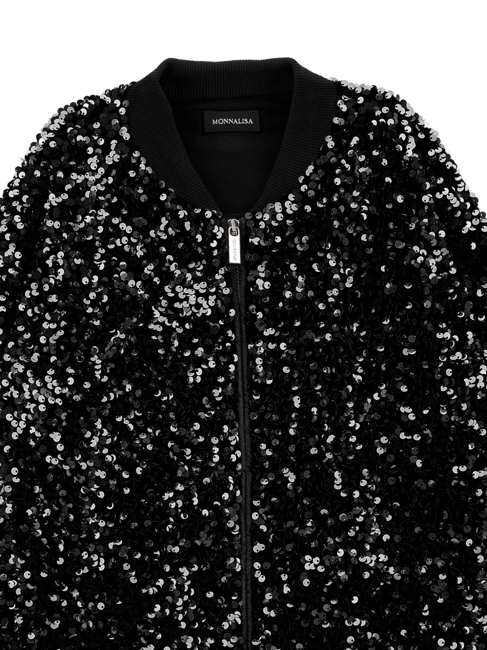 Monnalisa Sweater verfraaid met pailletten en rits Zwart