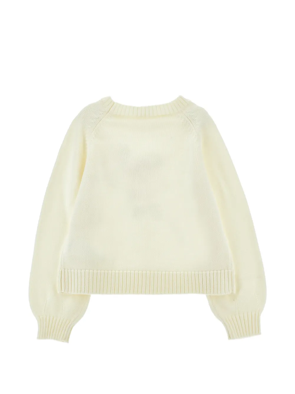 Monnalisa Sweater met bloemapplicatie en raglan mouwen Beige