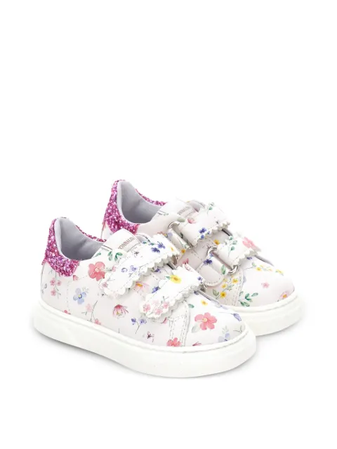 Monnalisa floral-print glitter-detail sneakers