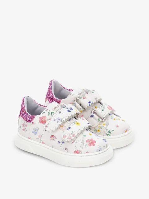 Monnalisa floral-print glitter-detail sneakers