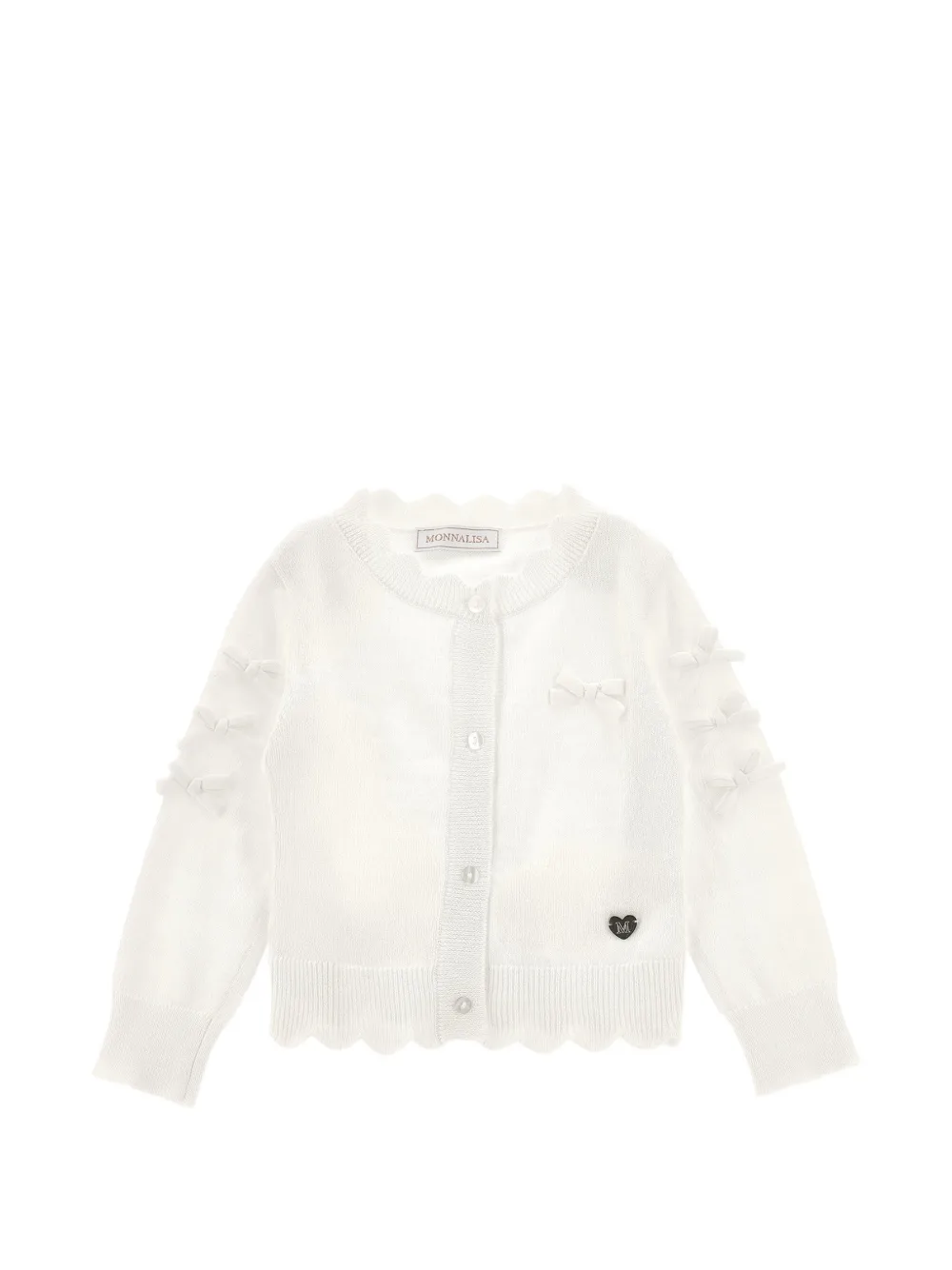 Monnalisa bow-embellished scalloped cardigan - Bianco