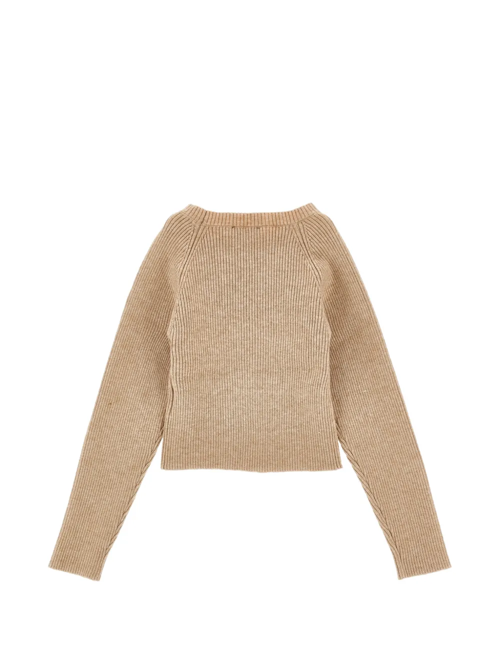 Monnalisa Ribgebreide trui met uitgesneden details Beige