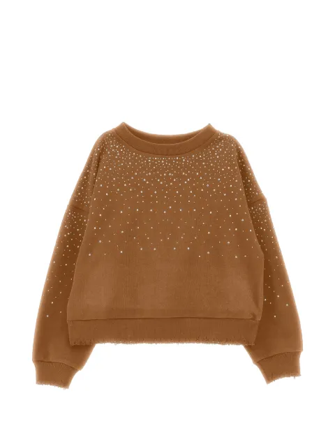 Monnalisa rhinestone-embellished distressed sweater