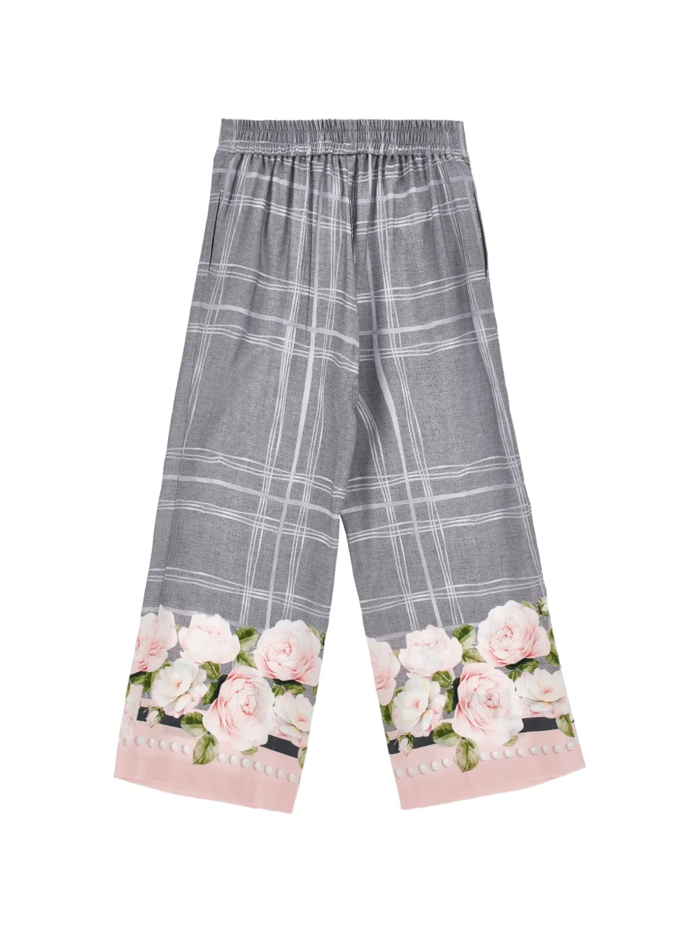 Monnalisa check floral-print trousers - Grigio