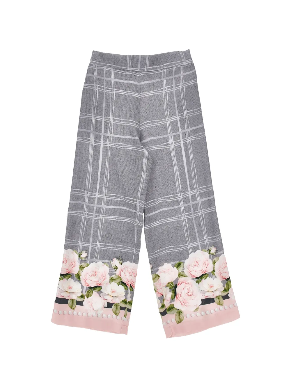 Monnalisa Geruite broek met bloemenprint Grijs