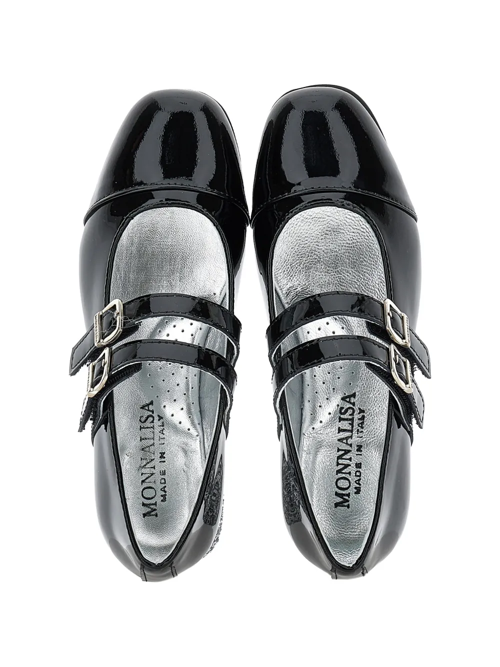 Monnalisa patent-leather glitter-heel ballerina shoes Zwart